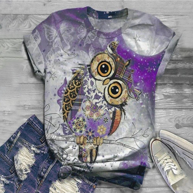 Cartoon T-shirt - Purple Owl